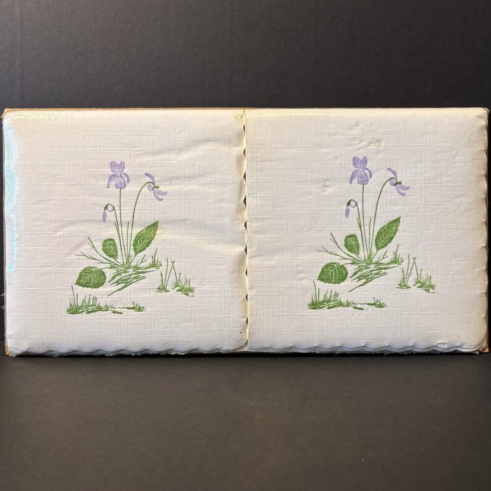 Gwen Frostic Napkins Purple Iris SEALED Wood Block‎ Prints Crafts Scrapbooking